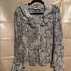 Ravel Black and White Zebra Print Blouse